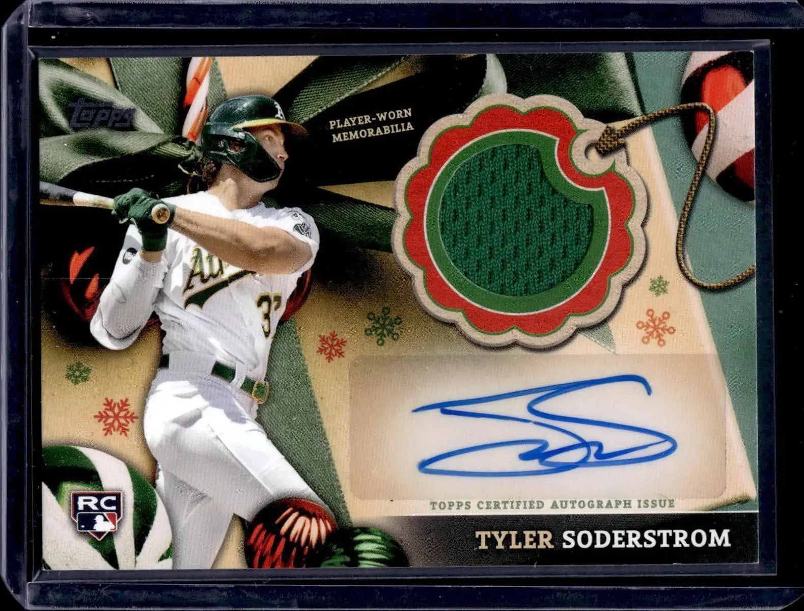 Tyler Soderstrom 2024 Topps Holiday Relic Auto /50 Oakland Athletics ARC-TS
