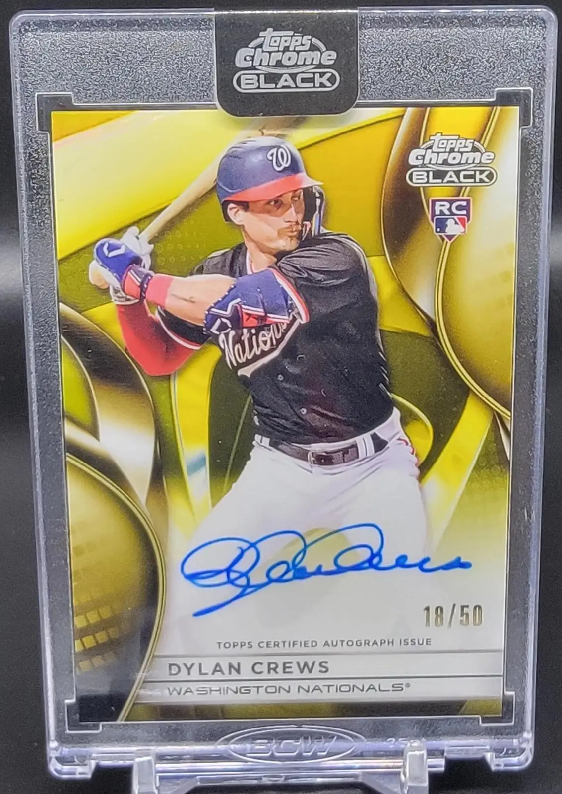 Dylan Crews 2025 Topps Chrome Black Gold Refractor Auto /50 Washington Nationals
