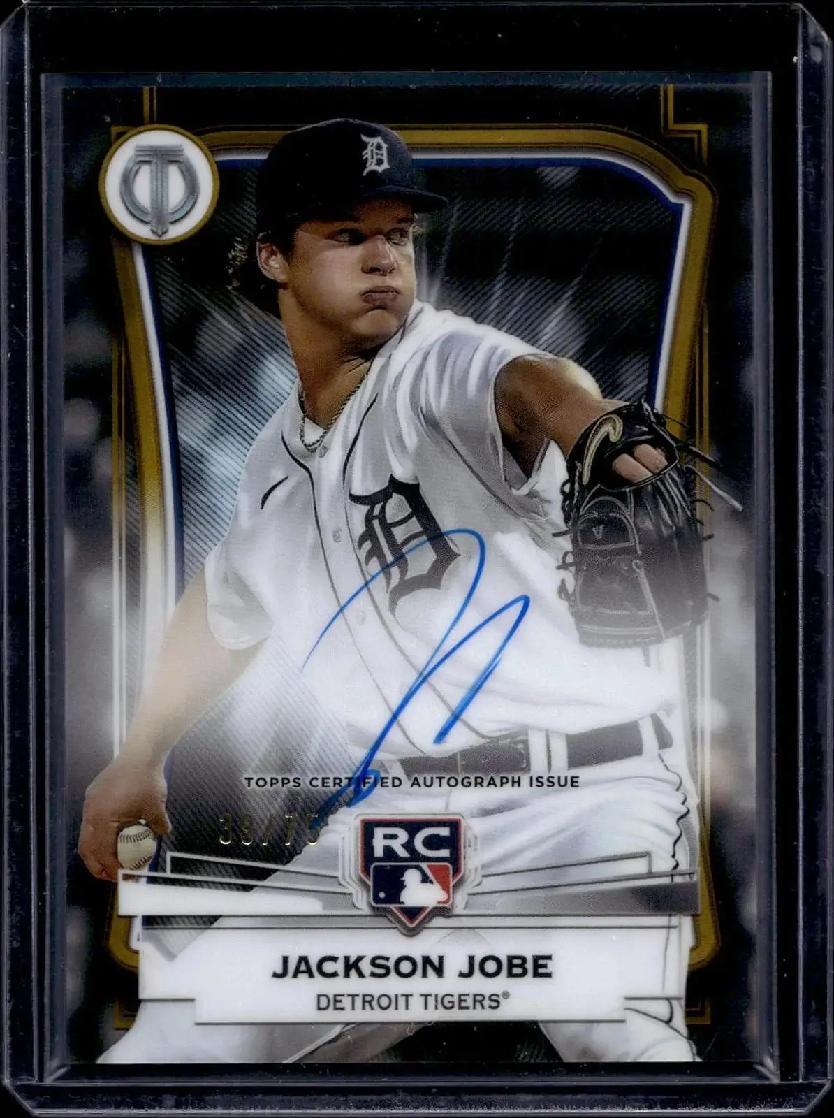 Jackson Jobe 2025 Topps Tribute Gold Auto /75 RC Detroit Tigers LIA-JJO