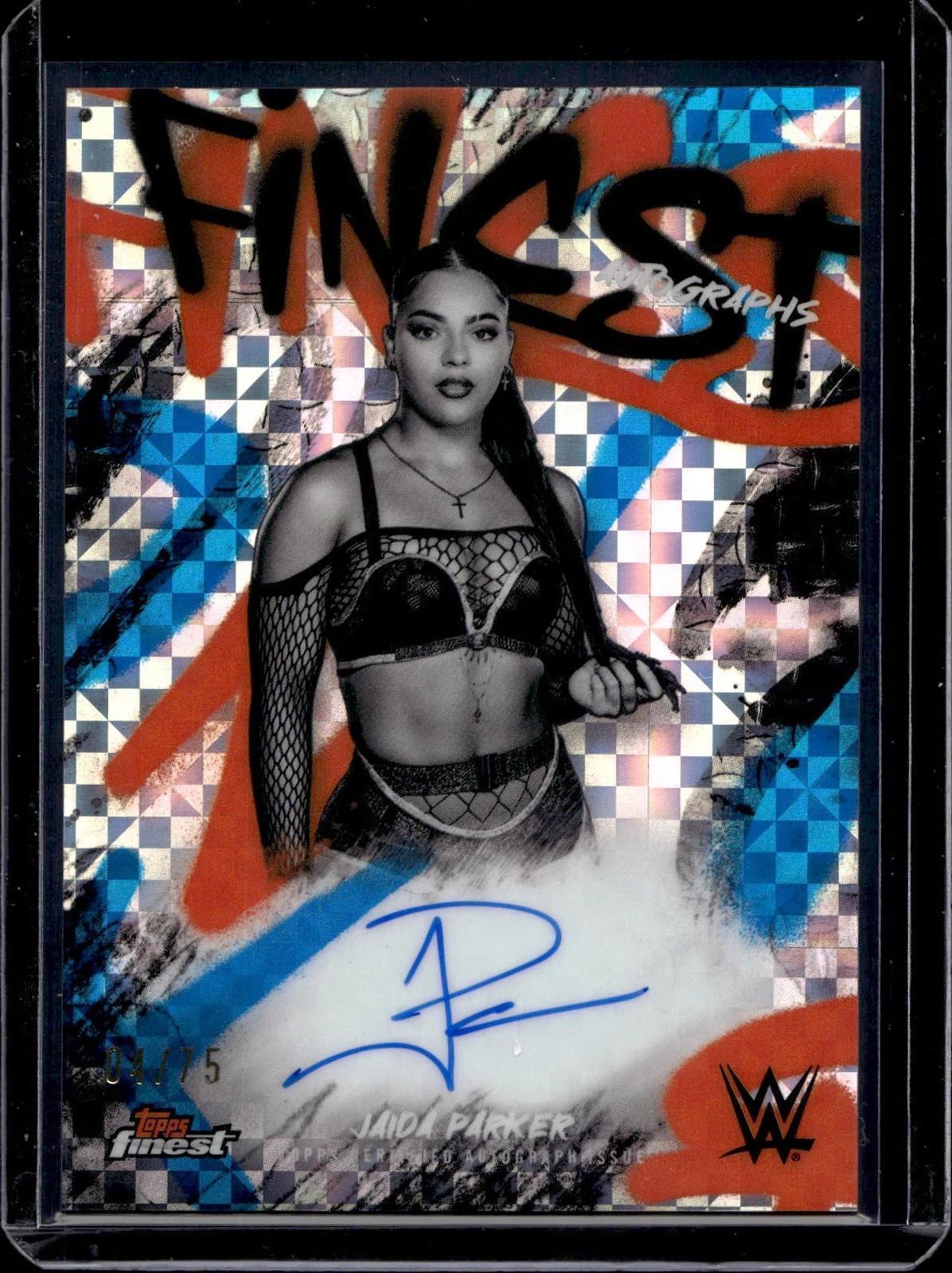 Jaida Parker 2025 Topps Finest WWE  Blue Checkerboard Auto /75 FA-PKR