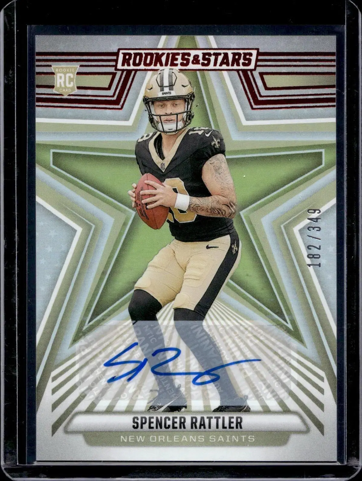Spencer Rattler 2024 Panini Rookies & Stars Longevity Auto /349 Saints 189