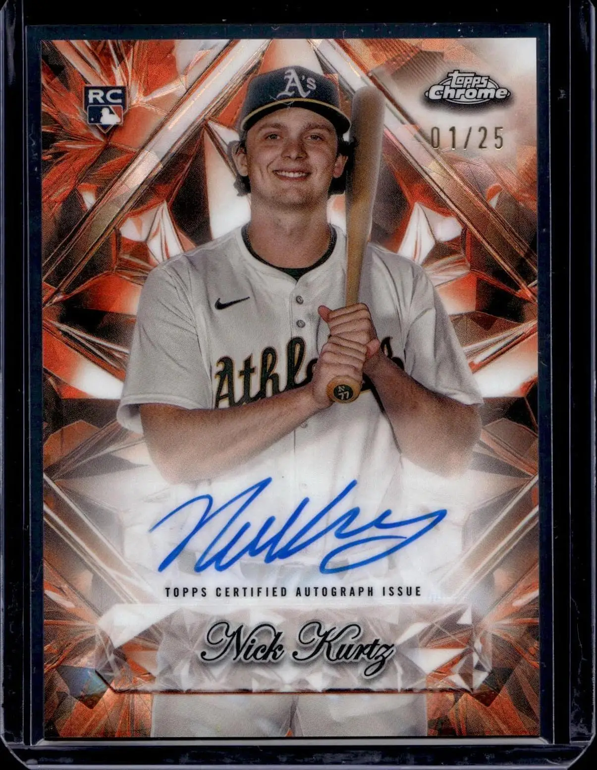 Nick Kurtz 2025 Chrome Update Sapphire Selections Orange Auto /25 Athletics