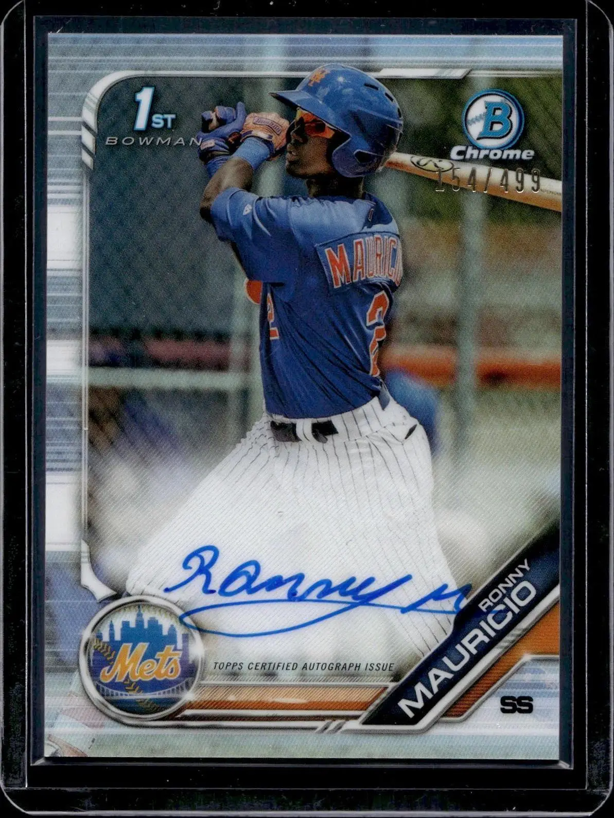 Ronny Mauricio 2019 Bowman Chrome 1st Auto Refractor /499 New York Mets CPA-RM