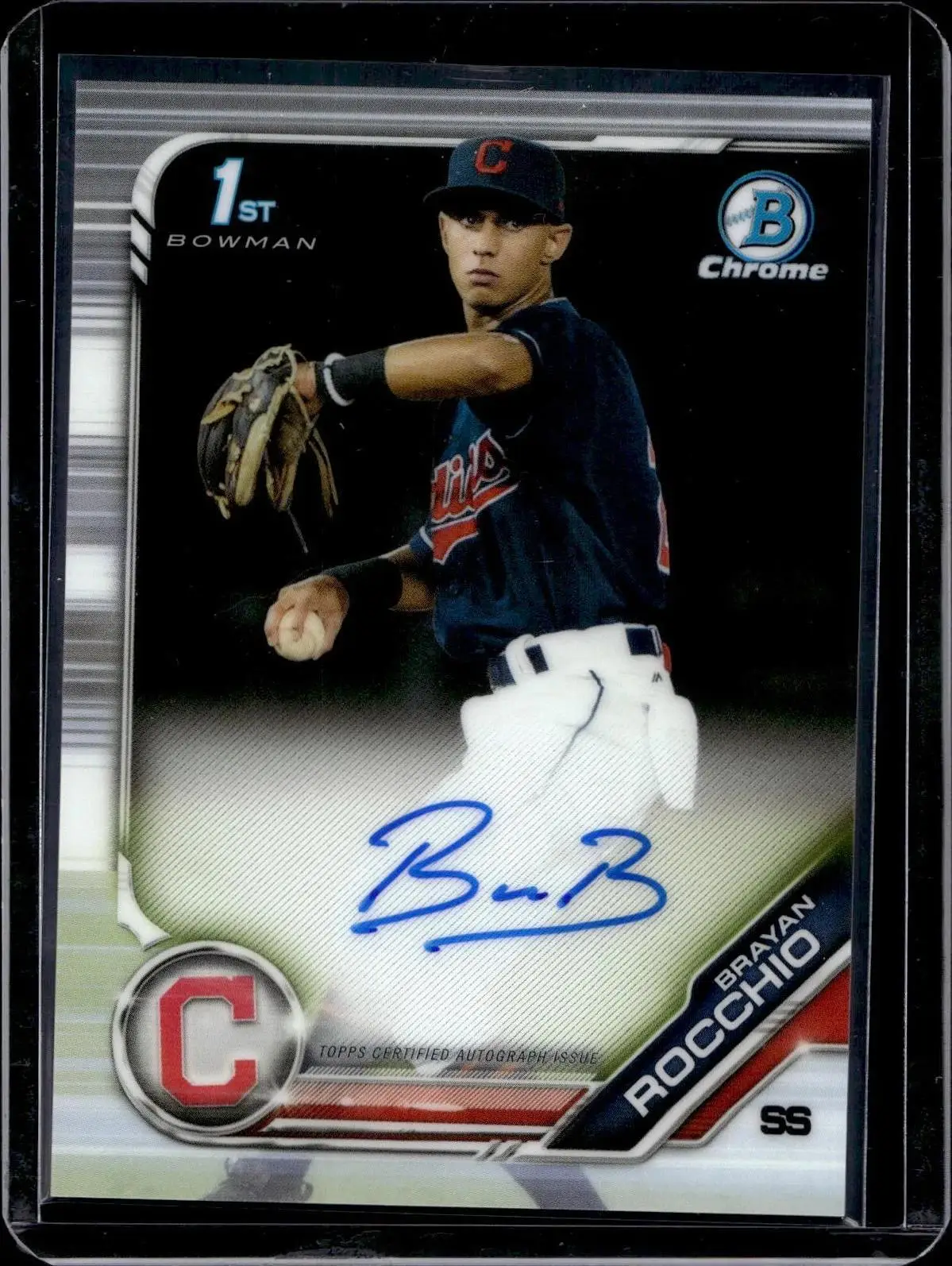 Brayan Rocchio 2019 Bowman Chrome 1st Auto Cleveland Indians CPA-BR