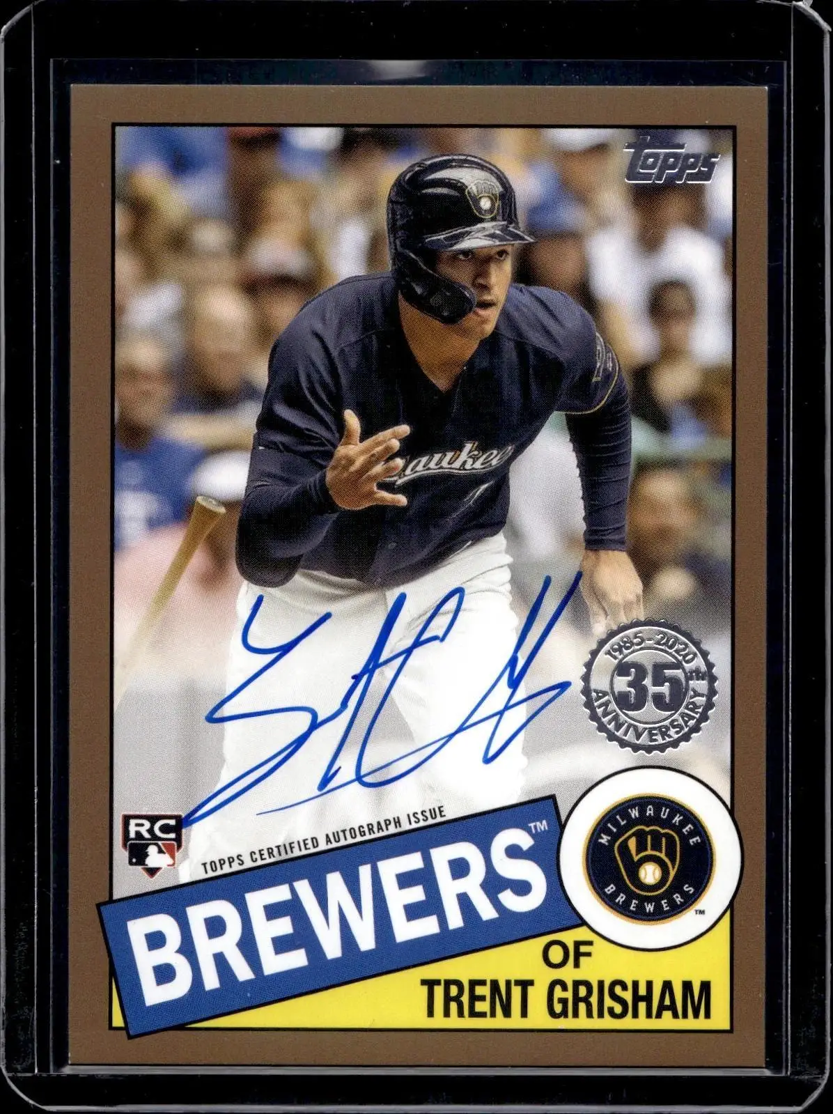 Trent Grisham 2020 Topps 1985 Gold Auto /50 Milwaukee Brewers 85A-TG