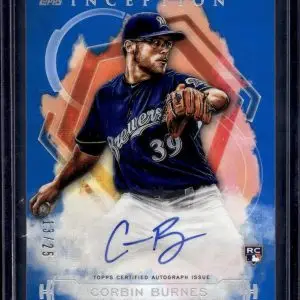Corbin Burnes 2019 Topps Inception Blue Auto /25 RC Milwaukee Brewers 64