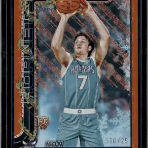 Kon Knueppel ***2025-26 Topps Holiday Orange Metallic Glitter /25 RC Charlotte Hornets H164