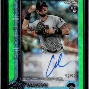 Connor Norby 2025 Topps Chrome Logofractor Rookie Green Auto /99 Marlins RA-CN