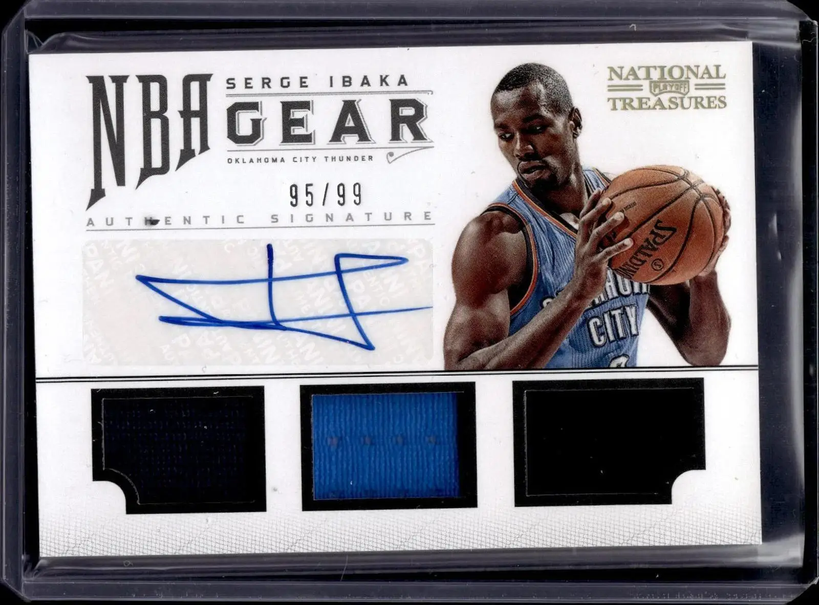 Serge Ibaka 2012-13 National Treasures Gear Trios Auto Oklahoma City Thunder 20