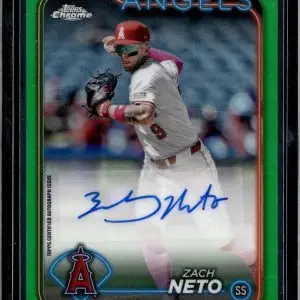 Zach Neto 2024 Topps Chrome Update Green Refractor Auto /99 RC Angels AC-ZN