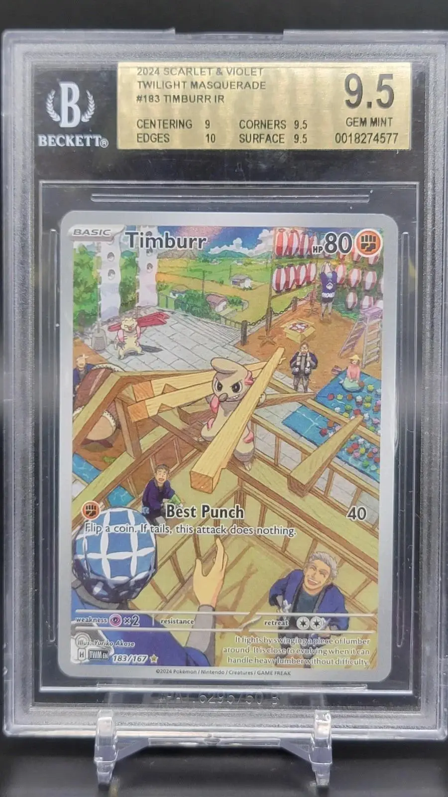 Timburr Scarlet & Violet Full Art 183/167 Beckett 9.5