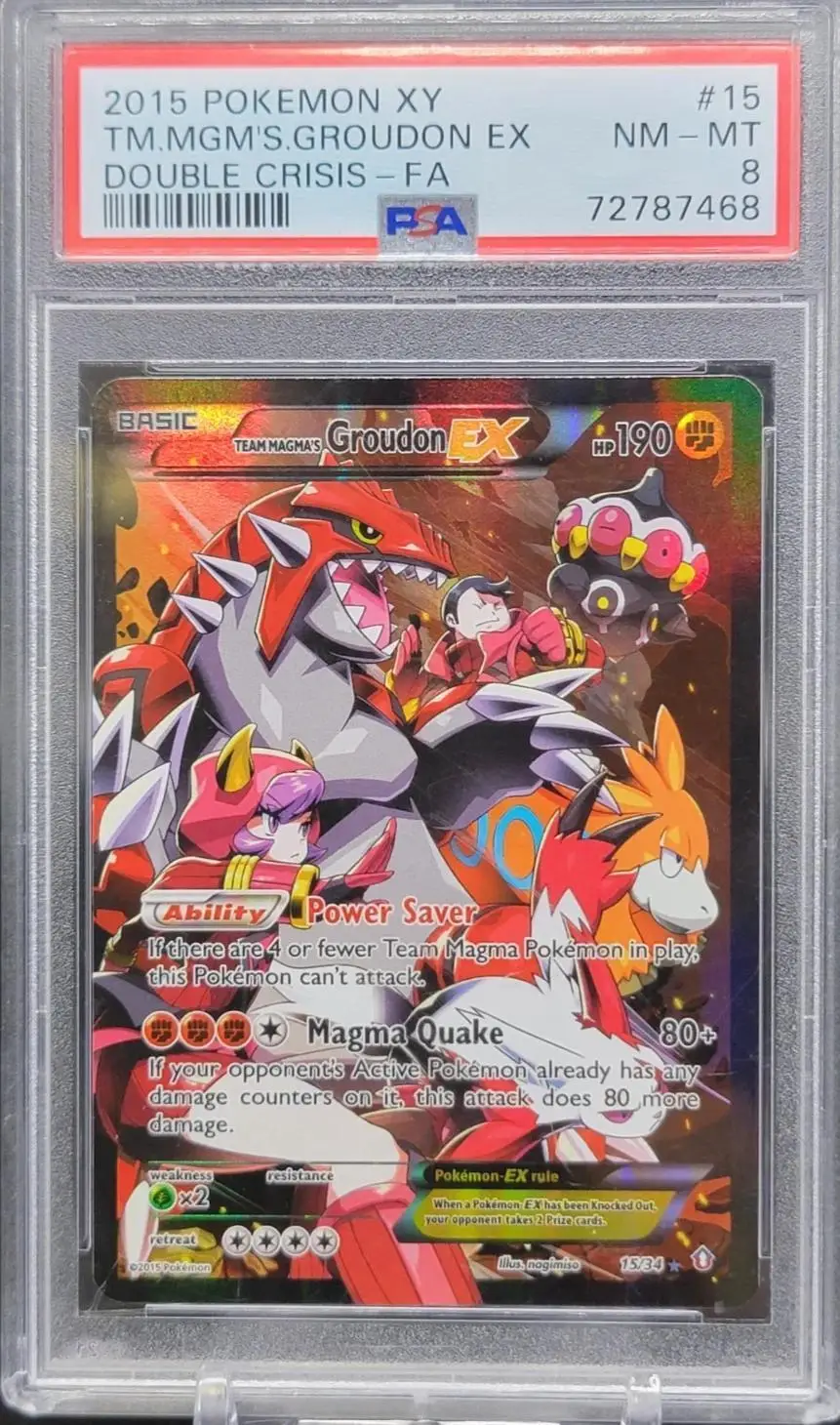Team Magma's Groudon EX Pokemon Double Crisis Full Art 15/34 PSA 8