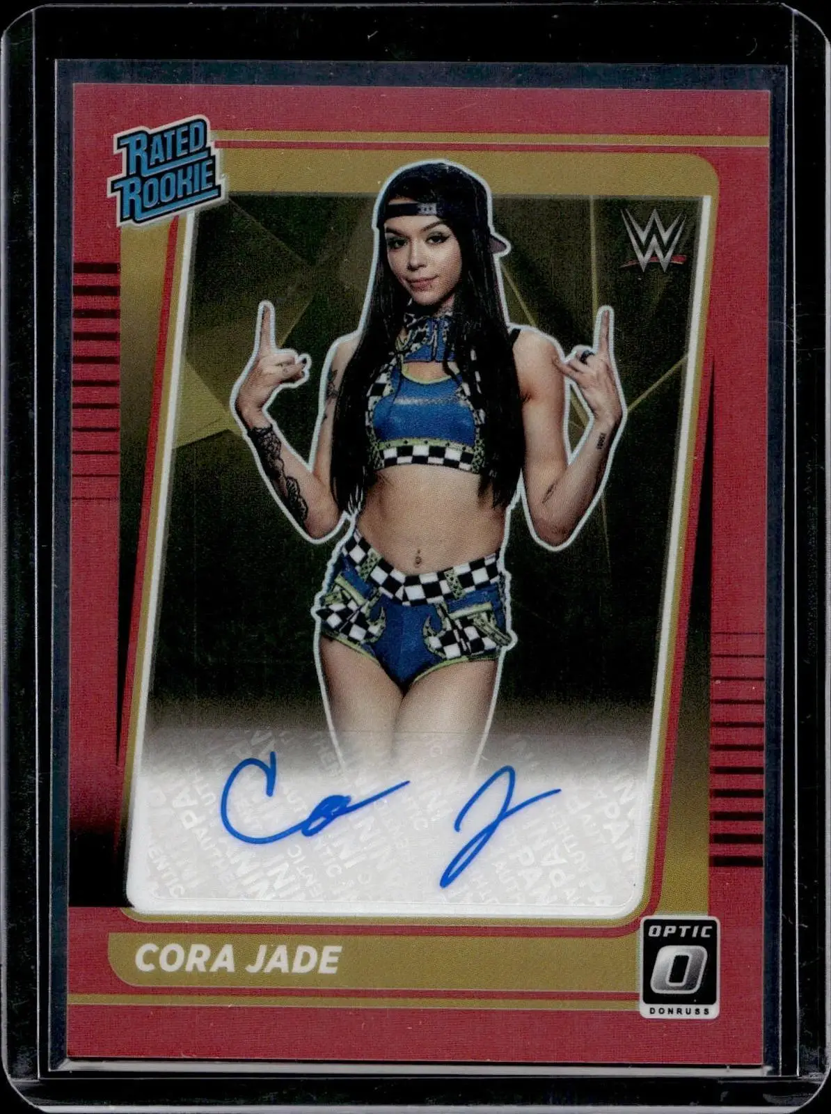 Cora Jade 2022 Panini Chronicles WWE Donruss Optic Rated Rookie Red Auto