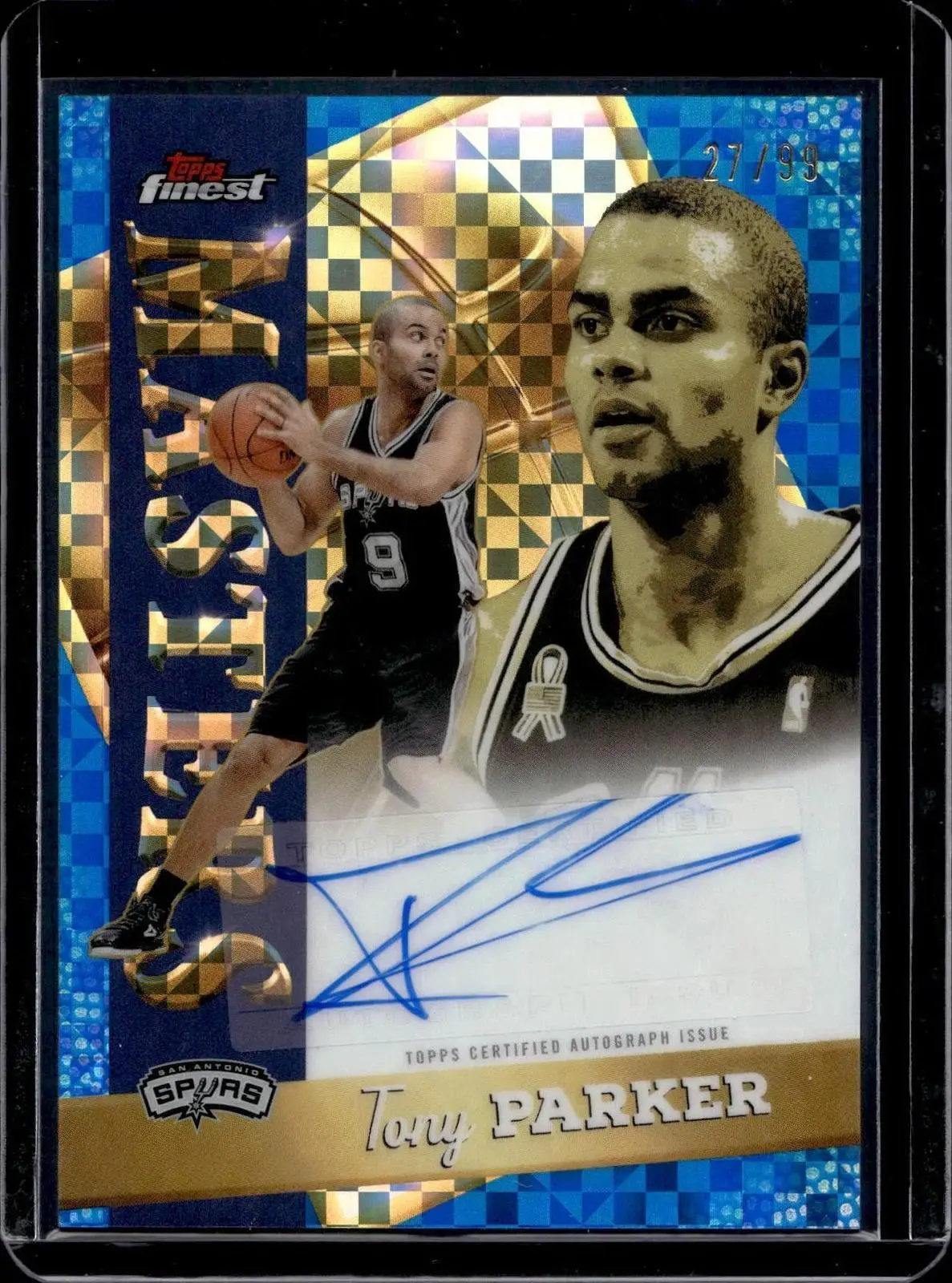 Tony Parker 2025-26 Finest Masters Blue Auto /150 San Antonio Spurs MA-TP
