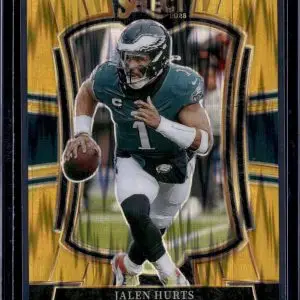 Jalen Hurts 2025 Panini Select Gold Prizm Shock /10 Philadelphia Eagles 190