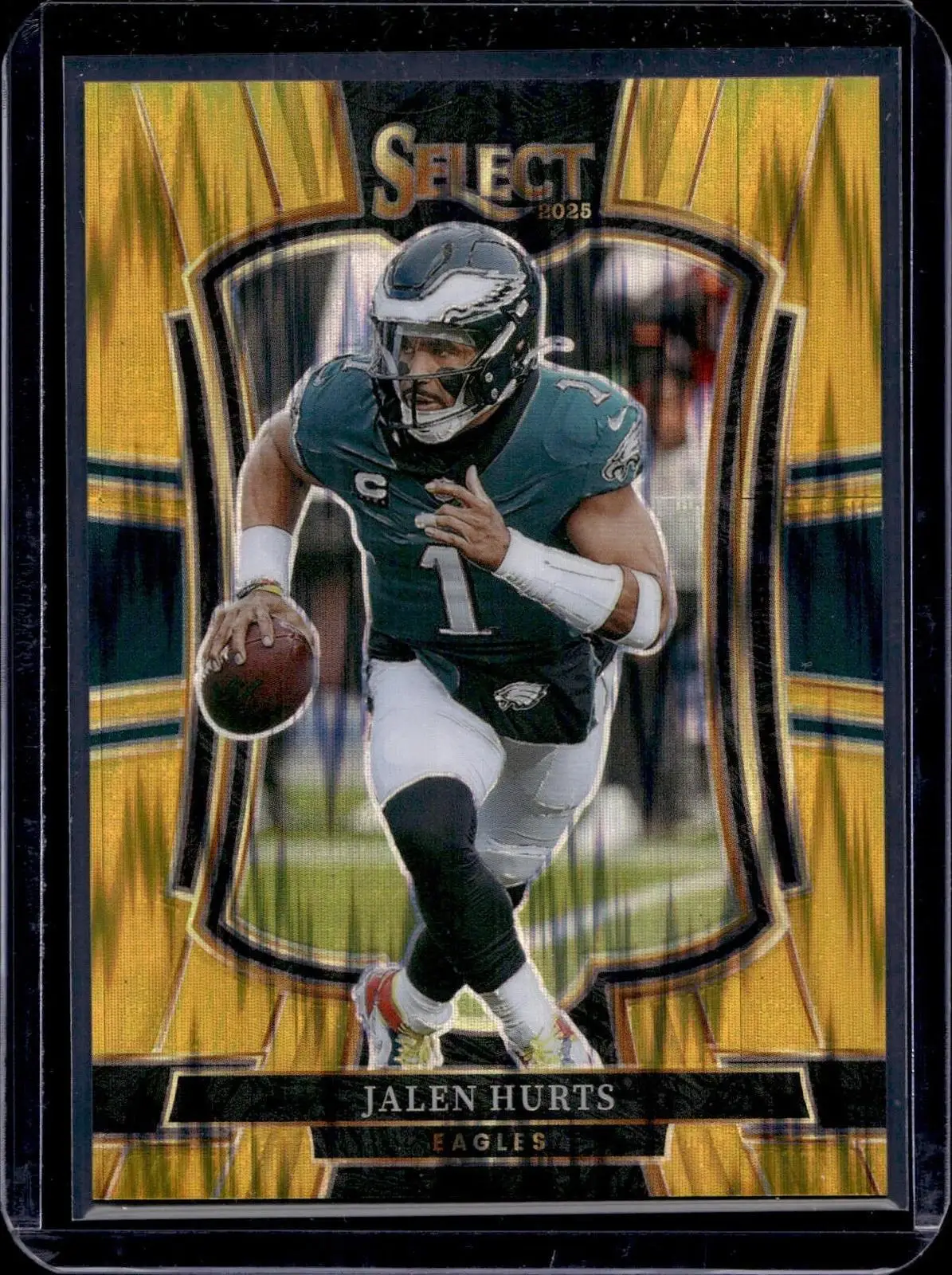 Jalen Hurts 2025 Panini Select Gold Prizm Shock /10 Philadelphia Eagles 190