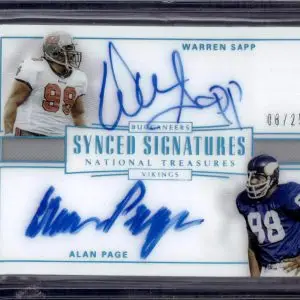 Warren Sapp Alan Page 2017 National Treasures Synced Signatures Auto /25 SS-WA