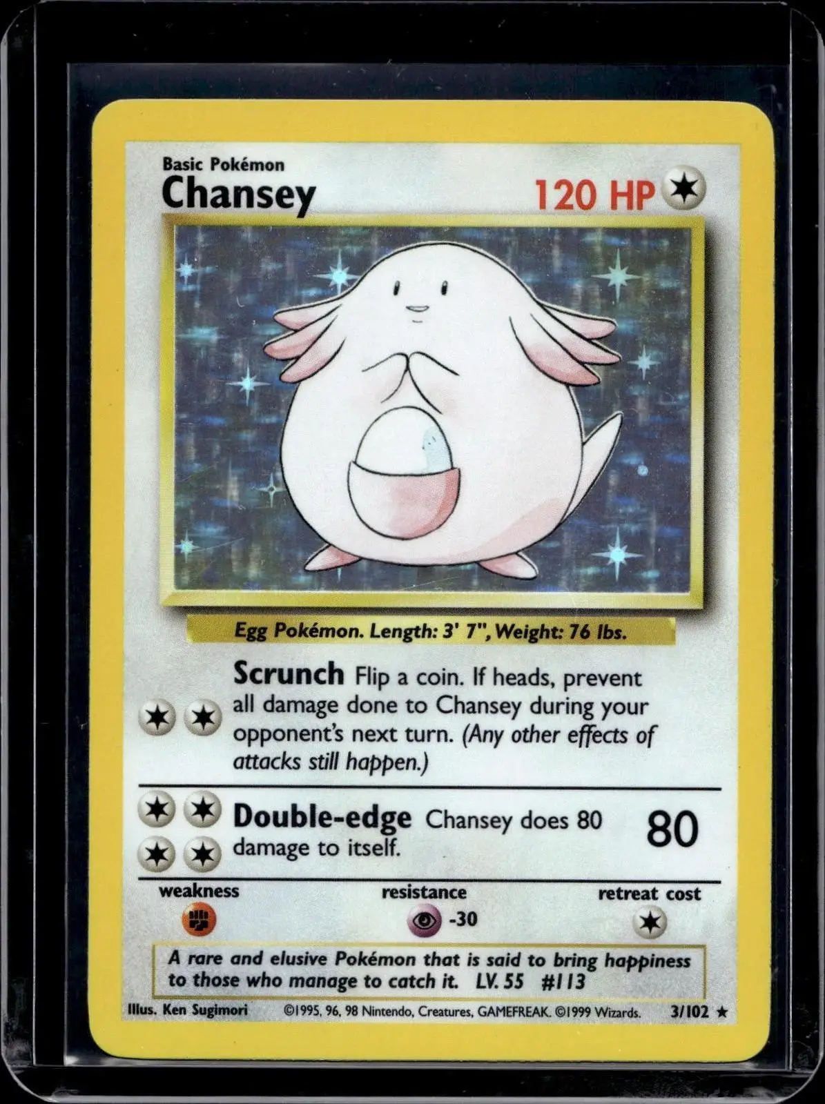 Chansey Pokemon Base Set Holo 003/102