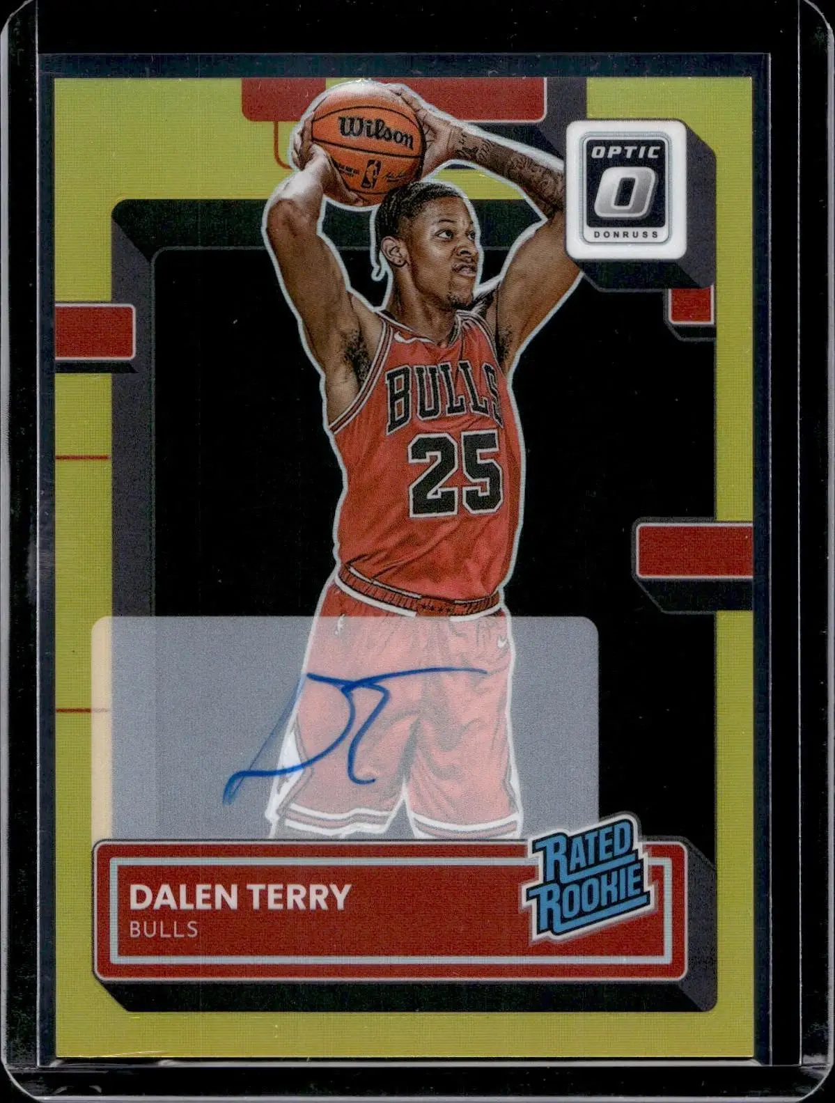 Dalen Terry 2022-23 Donruss Optic Rated Rookie Gold Auto /10 Chicago Bulls