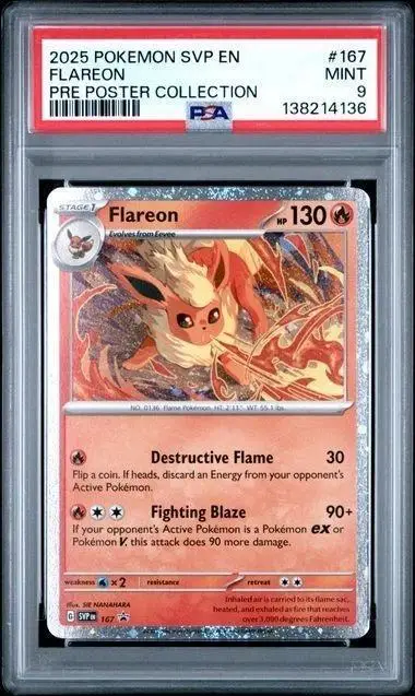 Flareon Pokemon Prismatic Evolutions Poster Collection Promo 167 PSA 9
