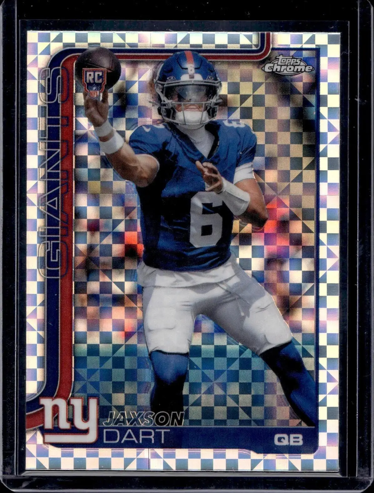 Jaxson Dart 2025 Topps Chrome X-Fractor RC New York Giants 306