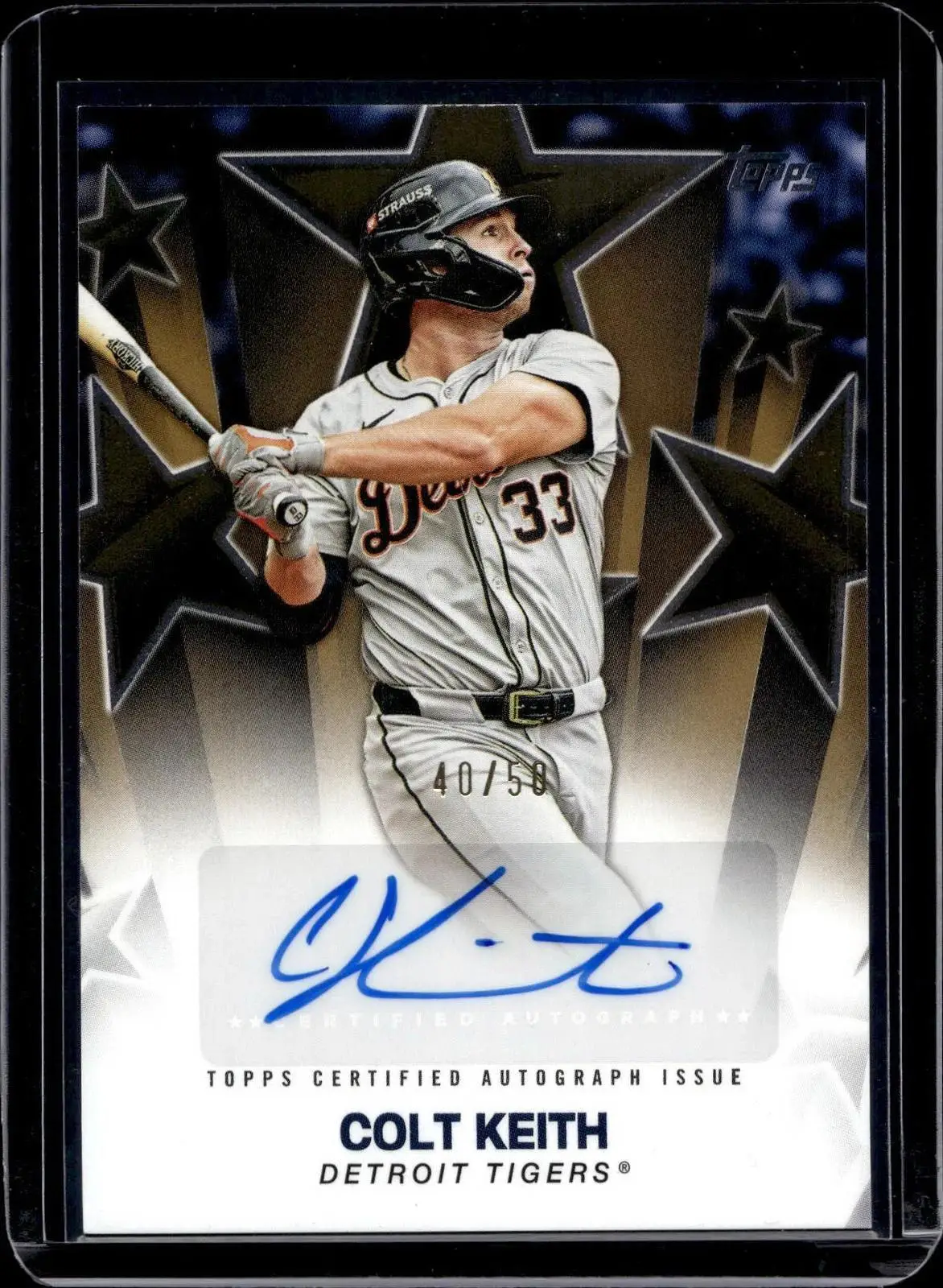 Colt Keith 2025 Topps Baseball Stars Gold Auto /50 Detroit Tigers BSA2-CK