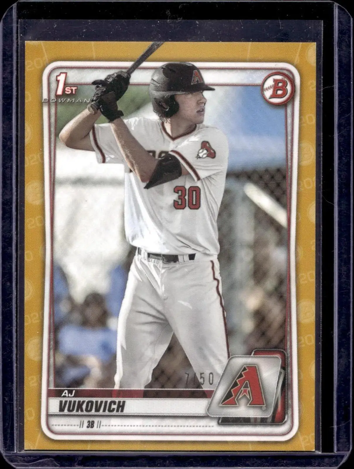 AJ Vukovich 2020 Bowman Draft Gold/50 Arizona Diamondbacks BD-150