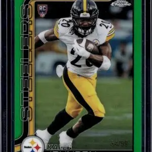 Kaleb Johnson 2025 Topps Chrome Green Refractor /99 RC Pittsburgh Steelers 323