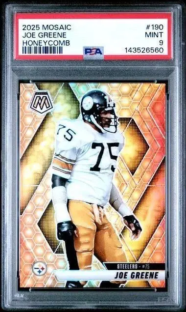 Joe Greene 2025 Panini Mosaic Honeycomb SSP Pittsburgh Steelers 190 PSA 9
