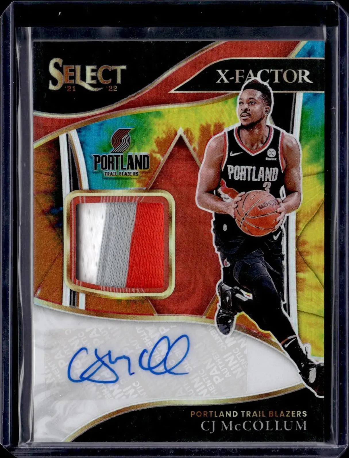 CJ McCollum 2021-22 Panini Select X-Factor Tie Dye Auto /25 Trail Blazers