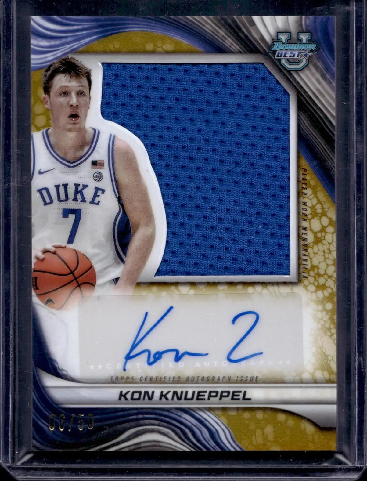 Kon Knueppel 2024-25 Bowman's Best U Jumbo Gold Auto /50 Duke Blue Devils