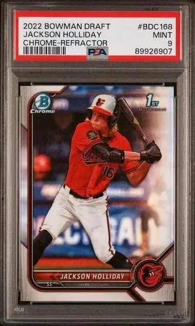 Jackson Holliday 2022 Bowman Draft Chrome 1st Refractor Baltimore Orioles PSA 9