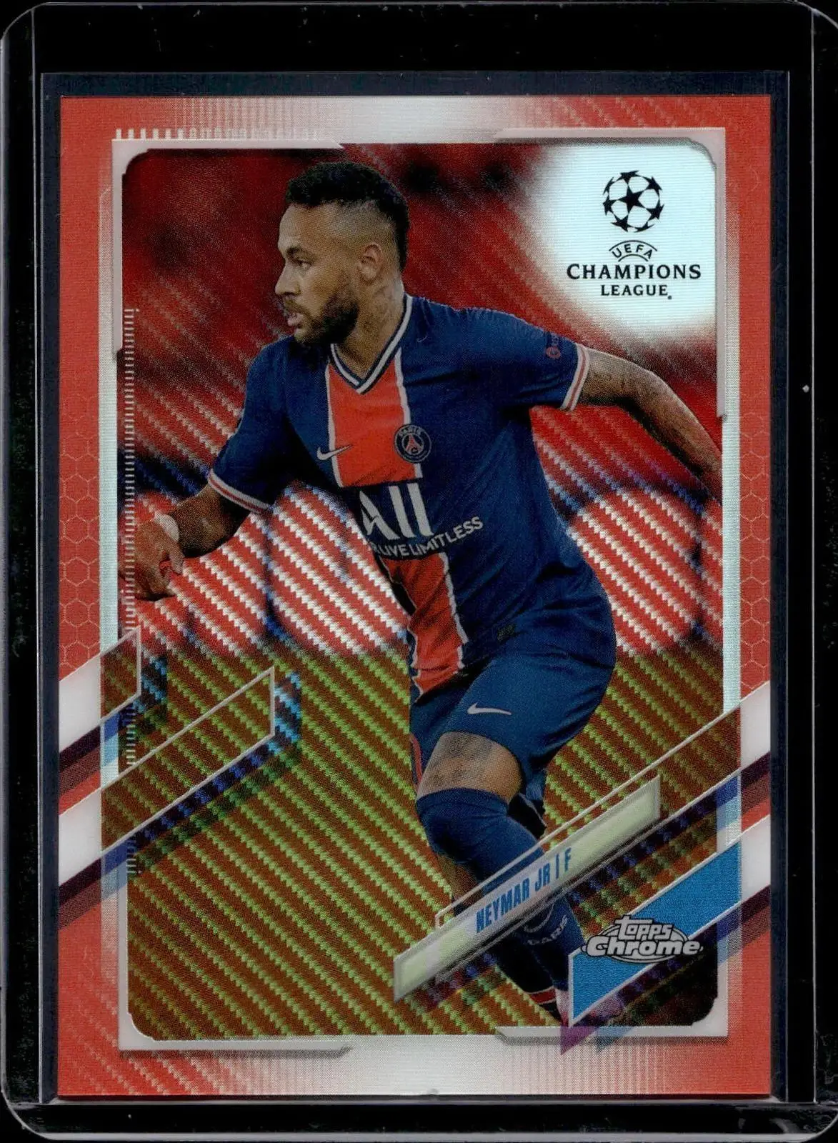 Neymar Jr 2020-21 Topps Chrome UEFA Red Carbon Fiber Paris Saint-Germain