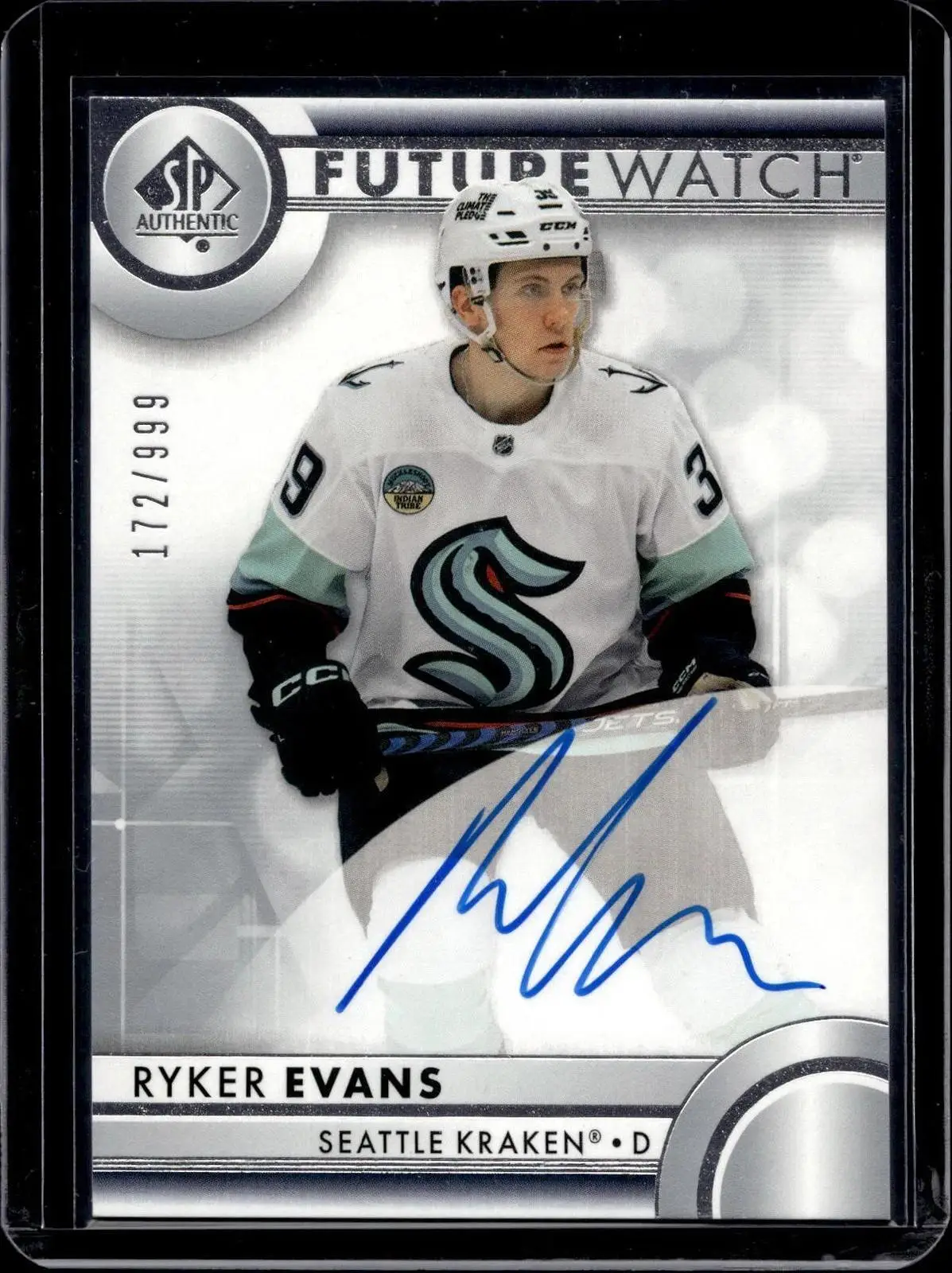 Ryker Evans 2023-24 SP Authentic Auto /999 Rookie Seattle Kraken 194
