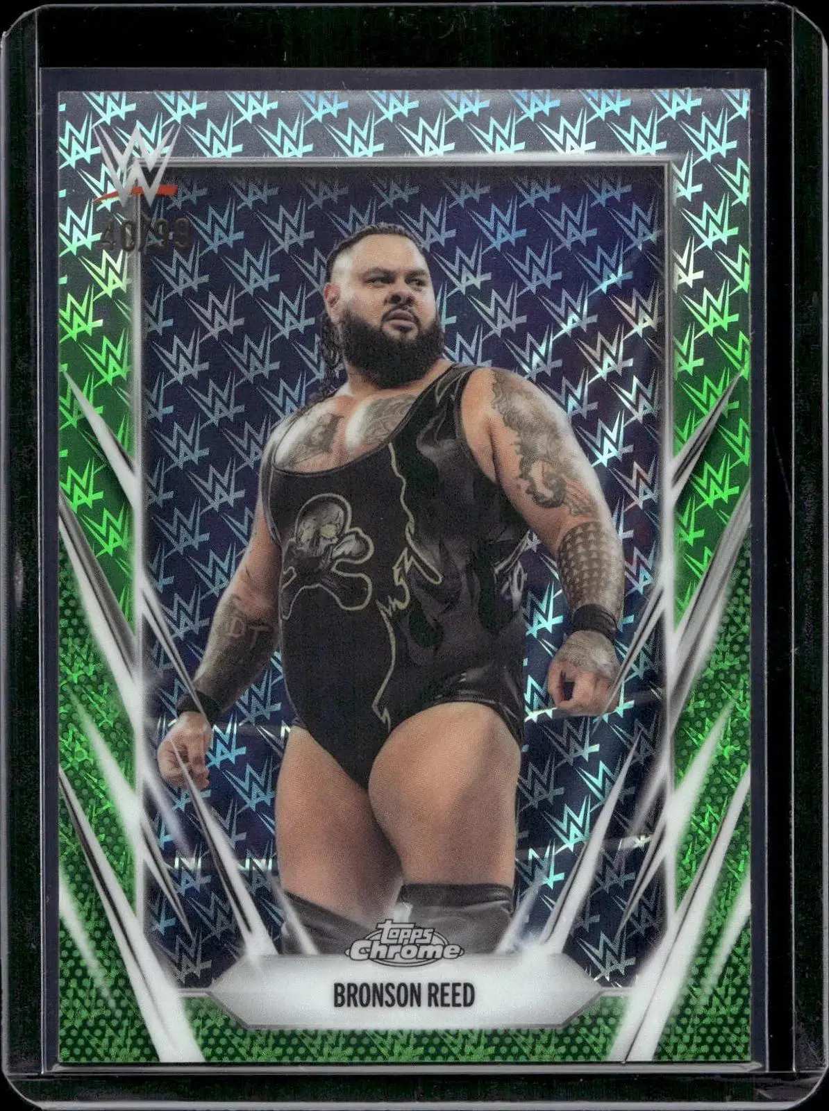 Bronson Reed 2026 Topps Chrome WWE Logofractor Green /99 53