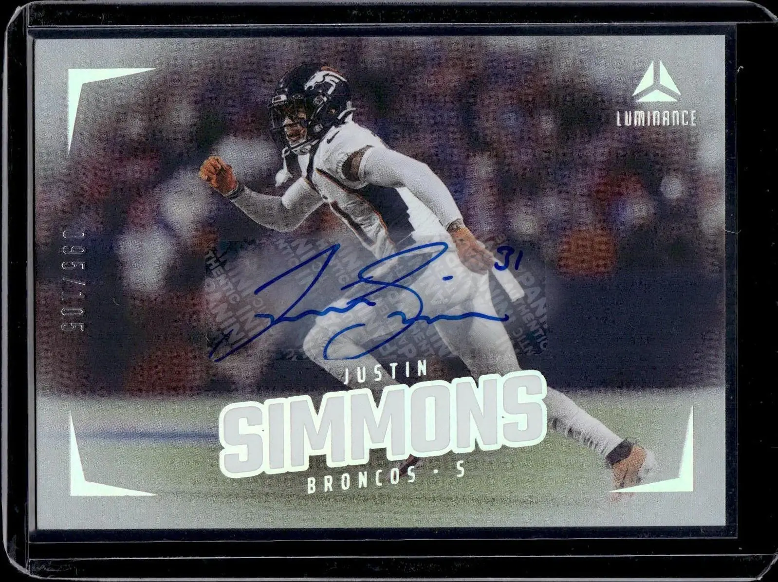 Justin Simmons 2024 Panini Luminance Auto /105 Denver Broncos 80