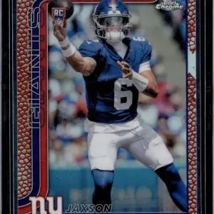 Jaxson Dart 2025 Topps Chrome Football Leather Refractor RC New York Giants 306