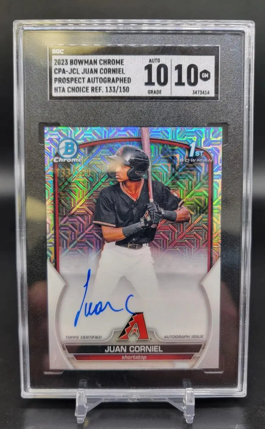 Juan Corniel 2023 Bowman Chrome HTA Refractor 1st Auto /150 Diamondbacks SGC 10
