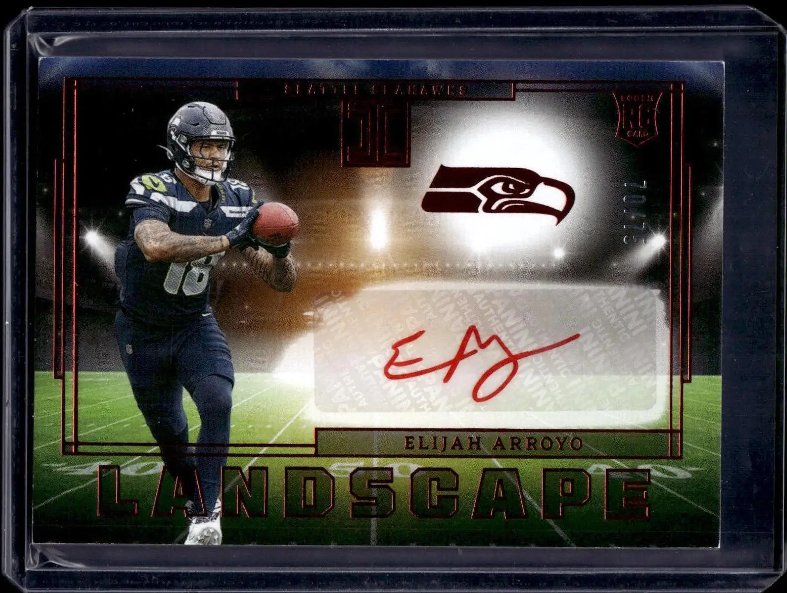 Elijah Arroyo 2025 Panini ImpeccableRookie Landscape Red Auto /75 Seahawks