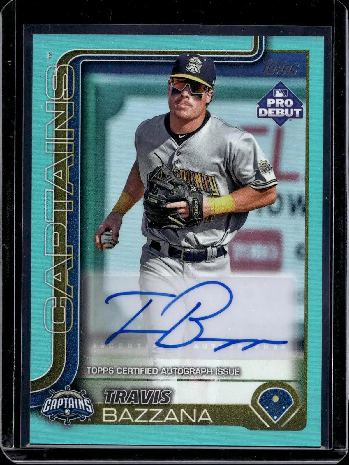Travis Bazzana 2025 Topps Pro Debut Aqua Foil Auto /75 Lake County Captains