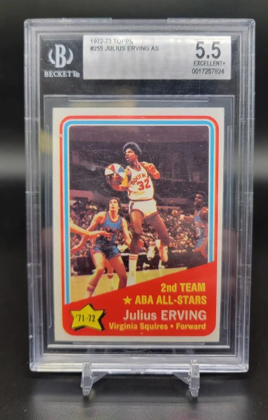 Julius Erving 1972-73 Topps All Star Virginia Squires 255 BGS 5.5