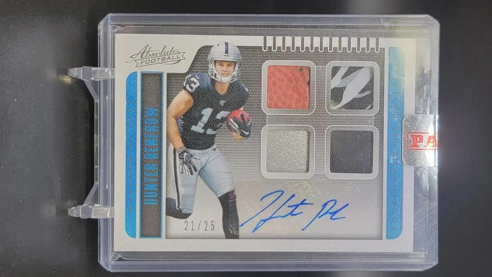 Hunter Renfroe 2019 Panini Absolute Quad Relic Auto /25 Oakland Raiders 220