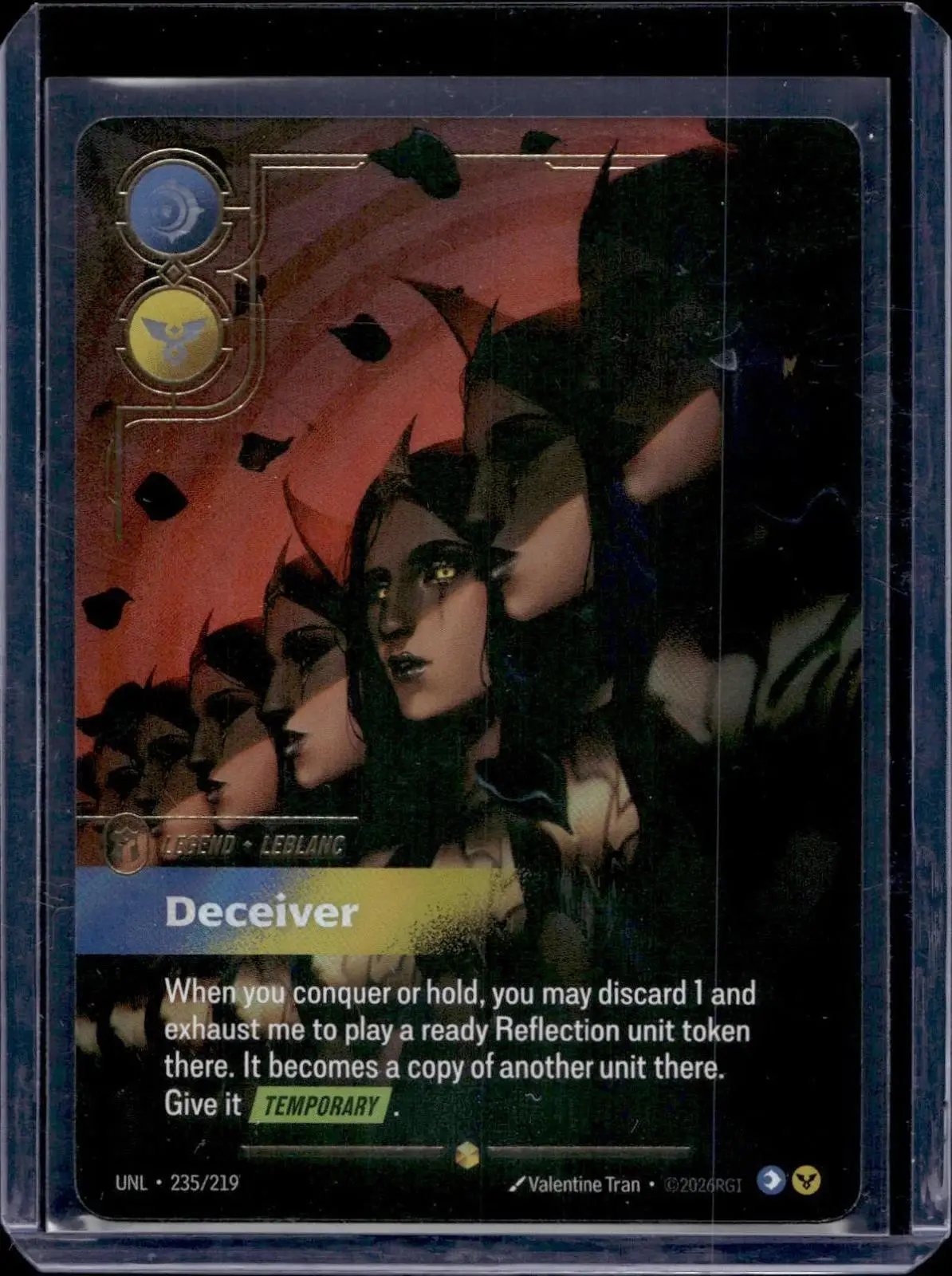 LeBlanc Deceiver League of Legends Riftbound Unleashed 235/219 Overnumbered