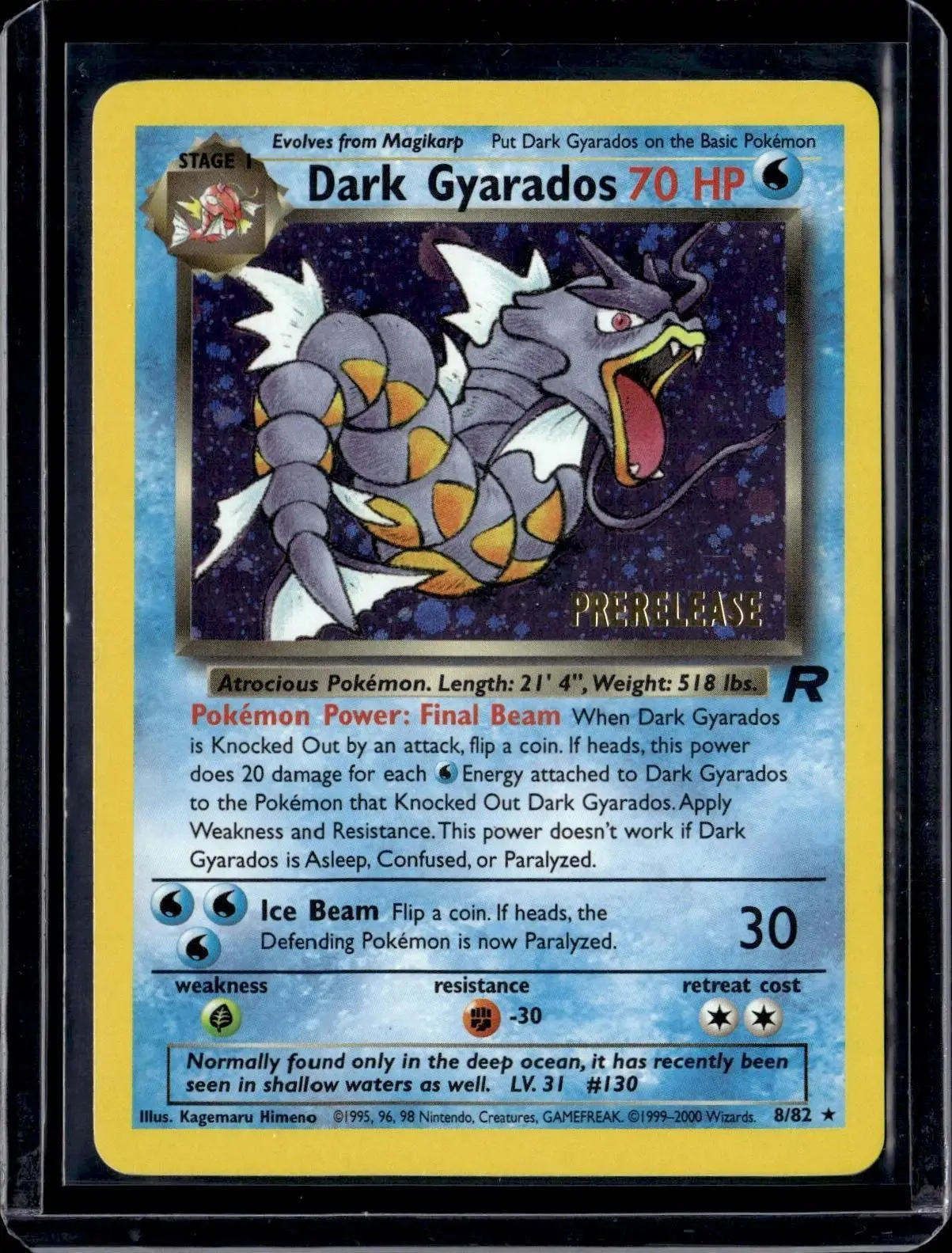 Dark Gyarados Pokemon Rocket Gang Prerelease Holo 8/82