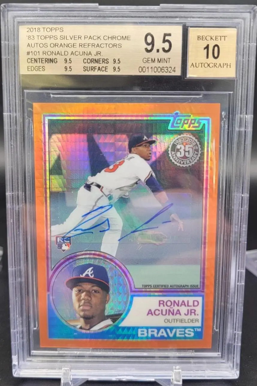 Ronald Acuna Jr 2018 Topps Orange '83 Chrome Silver Pack Auto /25 Braves BGS 9.5