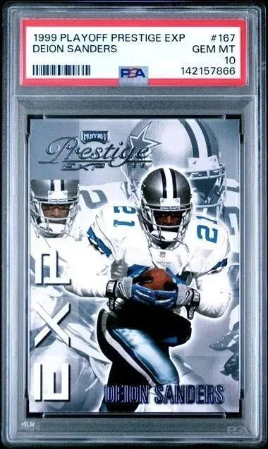 Deion Sanders 1999 Playoff Prestige EXP Dallas Cowboys 167 PSA 10 Pop 1