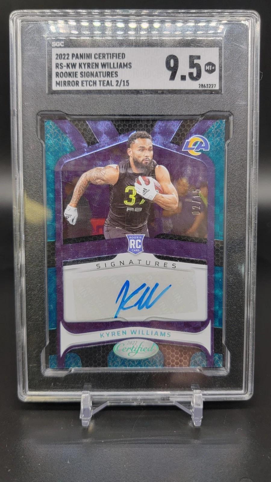 Kyren Williams 2022 Panini Certified Teal Auto /15 RC Los Angeles Rams SGC 9.5