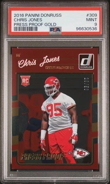 Chris Jones 2016 Donruss Gold Proof /50 RC Chiefs 309 PSA 9 Pop 1 None Higher