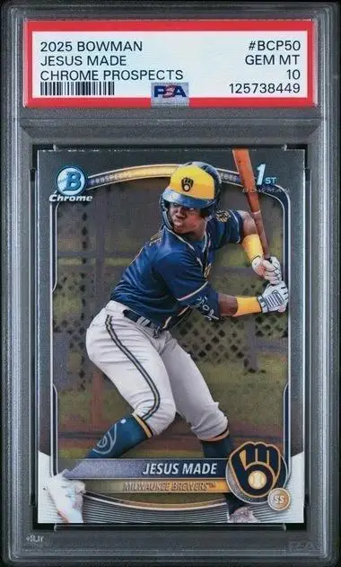 Jesus Made 2025 Bowman Chrome 1st Milwaukee Brewers BCP-50 PSA 10