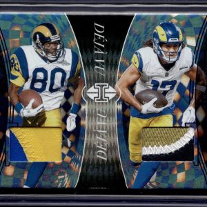 Isaac Bruce Puka Nacua 2024 Panini Illusions Deja Vu Blue /99 Rams DV-LAR